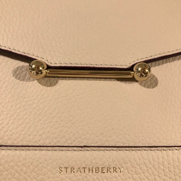 Strathberry Calf Leather Mosaic Top Handle Crossbody Bag in Oat Gold Hadware NWT - Picture 14 of 16